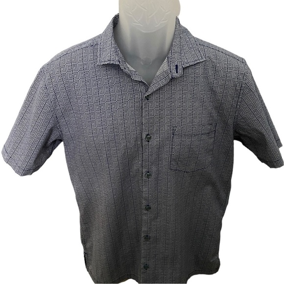 TORI RICHARD Navy Blue & White Aloha Hawaiian Shirt Men S Small - Picture 1 of 7